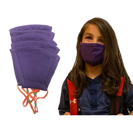 DSCOVER Kids Cloth Face Mask with Adjustable Ear Loops, 5 Pack 100% Cotton Washable & Reusable Kids Face Masks (Purple)
