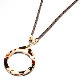 JOJOPANDA Eyeglass Holder Necklace Acrylic Eyeglass Loop Strap Sunglasses Holder Ring Chain Lanyard (Caramel Latte Teardrop)