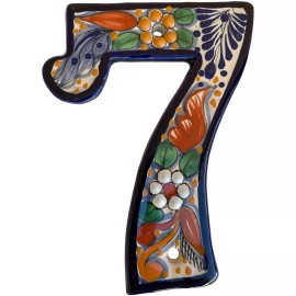 TalaMex Mexican Majolica Santa Fe Colorful Tile Address House Number Seven