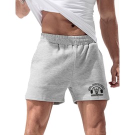 Alivebody Men's bodybuilding shorts with pocket, sports shorts, cotton running shorts, 5 inch inner seam - grey, size: l