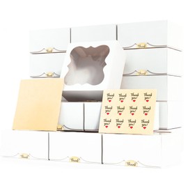 Leafiew Leafiew 30 Pack 6x6x3 Bakery Boxes with Window C Small Cookie Boxes for Gift Giving C Treat Boxes for Small Cake, Pastry, Strawberries, Dessert, Candy, Charcuterie, Baked Goods and Food (White)