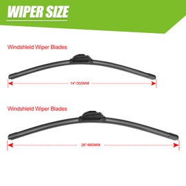 CXYUGUA All-Seasons Windshield Wiper Blades Replacement 26" + 14" Wiper Blade Set (U/J HOOK), Quiet and Efficient Double Sided Use Life