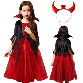 TSUKUMIRU Halloween Cosplay, Children's Vampire Dress, Dracula, 55.1 inches (140 cm)