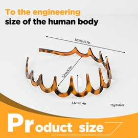 LIのQIN headbands for women zig zag - plastic sharks tooth hair headband.Wavy Headband with Teeth - 90s headband zig zag.Color:(Black、Light Coffee、Deep Coffee、Light Gray 4PCS)