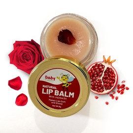 Babyorgano Rose Pomegranate Lip Balm for Kids 8gm | Natural Moisturizing Lip Care Mask With Desi Cow Ghee, Kokum Butter for Dry Lips - Chemical, Paraben-Free 8.00 g (Pack of 1) Pink