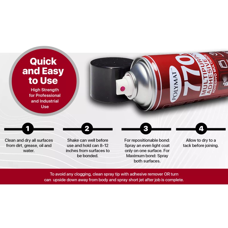 Polymat 770X POOL TABLE MULTIPURPOSE CLOTH INSTALLATION GLUE Professional Grade