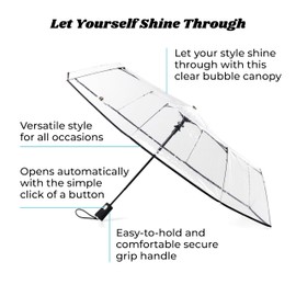 Totes Women's Ultra Clear Auto Open Compact Umbrella, Black