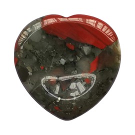 Manekieko Natural African Bloodstone Heart Chakra Thumb Worry Stone,Hand Carved Healing Crystal Shaped Stone for Anxiety Stress Relief Meditation