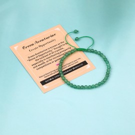 4mm Green Aventurine Bracelet - Handmade Natural Stone Crystal Bracelet with Adjustable Macrame String