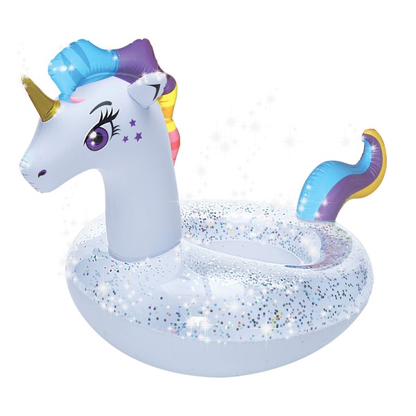 Splash Buddies Inflatable Pool Float – Kid's Large Swim Ring, Pool Toys – for Kids Ages 6 and Up – Fun and Colorful Swim Ring – Glitter Unicorn Party Water Ring Toy Game for Girls and Boys