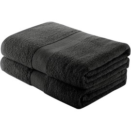 Sleep and Beyond Egyptian Cotton 500 GSM Hand Towels for Bathroom (Black, 2 Pack)