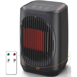 iFeiFan Small Space Heater, Portable Electric Heaters for Indoor Use With 3 Modes, 70° Oscillation, Remote Control, Energy Efficient, Low Noise,1500W PTC Ceramic Fast Safety Heating For Bedroom Office