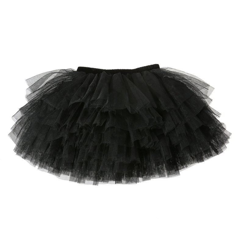 Falda tutú para bebé, 6 capas, tutus 1-8T, Negro, 1-2