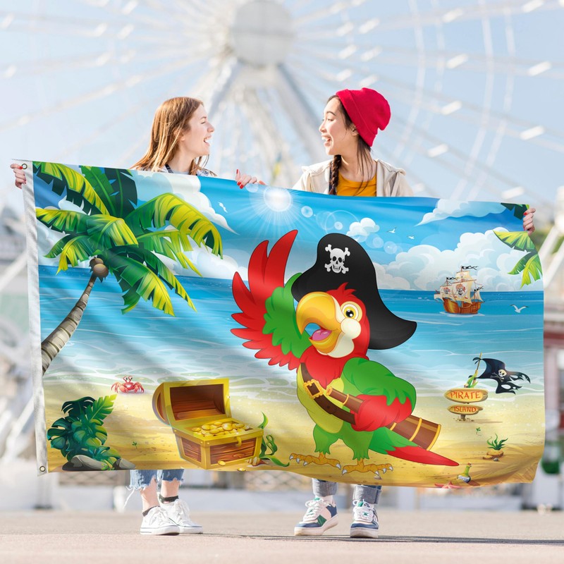 Pirate Flag – Jolly Roger Flag with Parrot - Double-sided