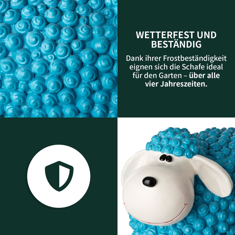 VERDOBA Mini Decorative Sheep for the Garden, Weatherproof - Blue