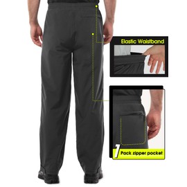 33,000ft Men's Rain Pants Waterproof, Windproof Lightweight Outdoor Rain Over Pants for Fishing Golf Work Hiking Grey
