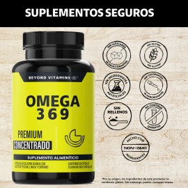Omega 3 6 9 - Con Contenido Alto de Omega 3 Capsulas (DHA y EPA), cido Alfa Linolico y Omega 6 - Omega 3 Salmon - Aceite de Pescado - Vitaminas Mujer 