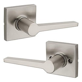 Weiser Daylon Satin Nickel Square RosebDoor Handle, Reversible Passage Lever, Interior Door Handles for Hall and Closet Door, Non-Locking Hall/Closet Door Handles, Modern Home Décor