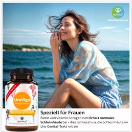 UroVigo for Women - Biotin & Vitamin A Support Mucous membranes, Zinc the Immune System - 8 Plant Complex with Nasturtium Horseradish Cranberry Lovage - With L-Methionine - 120 Capsules