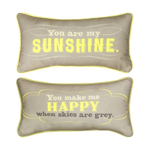 Manual Reversible Throw Pillow, You Are My Sunshine, 17 X 9-Inch