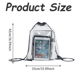 BSITSSS 3 PCS Clear Drawstring Gym Bag, Clear Drawstring Bag, Waterproof Foldable Transparent Drawstring Backpack, Clear Drawstring Bags PVC Sports Drawstring Bag for Women Men