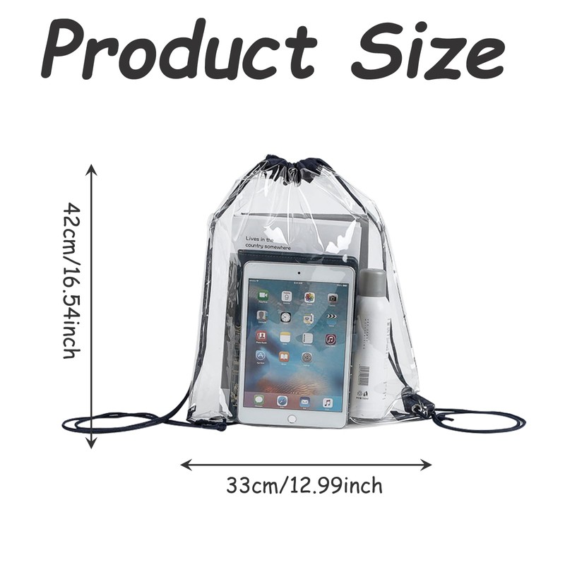 BSITSSS 3 PCS Clear Drawstring Gym Bag, Clear Drawstring Bag,