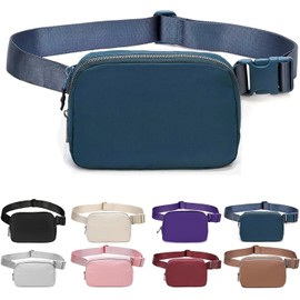 Bomvabe Crossbody Fanny Pack for Women, 1L Mini Belt Bag with Adjustable Strap 32" to 51", Fashion Waist Bag Lightweight for Travel Sport Running Cycling Hiking, Navy Blue