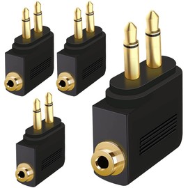 [4 Pack] T Tersely Airplane Headphone Audio Adapter, for Audio Jack to Plug Air Plane Flight Connector Dual Socket Earphone Dual 3.5mm Male to 3.5mm Female, Headset Adaptor Fits Bose Beats