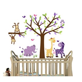 Wild About Purple, Fabric Tree Decals, Safari Nursery Décor, Girl Nursery Décor