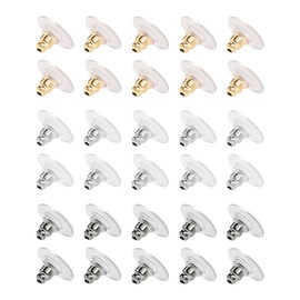 30 Pieces Earplug Caps, Women's Earring Backs, Earring Back Plugs, Earring Accessories, Bullet Ear Plugs, Metal Earplug Caps, Hypoallergenic Earring Backs (Silver, Gun Black, Gold)