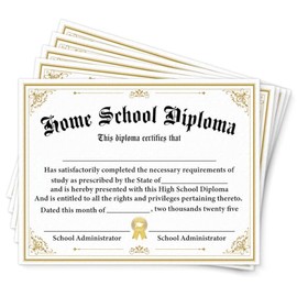 25 Pcs Homeschool Diploma, Home School High School Graduation Certificate of Completion Award Certificates Certificate Paper for School Student Course, 8x10 Inches