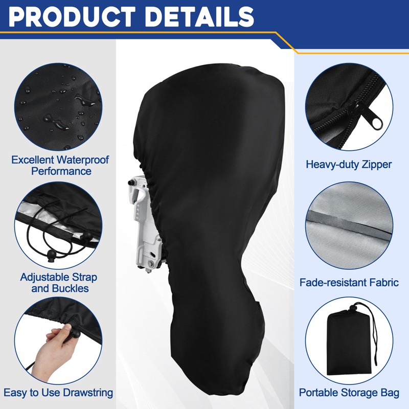 Fade Resistant Full Outboard Motor Cover, UV-Proof and Waterproof 420D