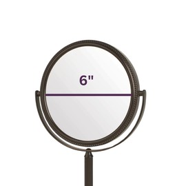 JERDON Two-Sided Tabletop Makeup Mirror - Makeup Mirror with 10X Magnification & Swivel Design - Portable 6-Inch Diameter Mirror in Nickel Finish - Model JP910NB