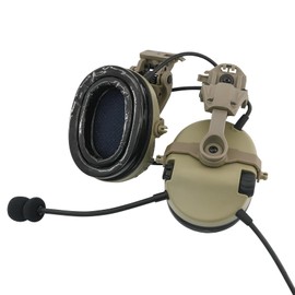 TACGZGJSM Ear Protection Electronic Shooting Earmuff Noise Canceling Headphones for ARC rail Helmets,huntting,airsoft (Tan)