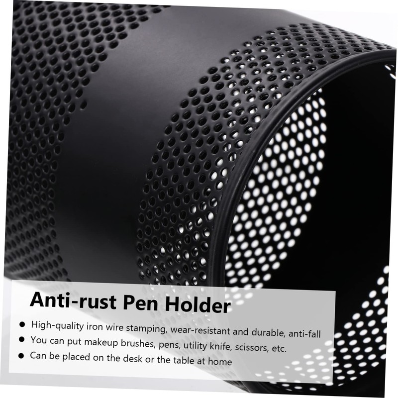 Operitacx Metal Black Anti-rust Round Pen Holder for Office Storage