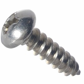 #12 x 1-1/2" Round Head Sheet Metal Screws, Phillips Drive, Stainless Steel 18-8, Full Thread, Bright Finish, Self-Tapping, Type A, Quantity 50 by Fastenere