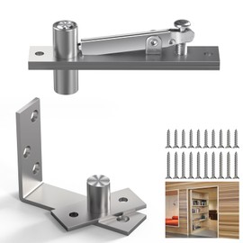 Fenghome Pivot Hinge, Stainless Steel Hidden Door Pivot Hinge for Wood Secret Door 180 Degree Rotation Heavy Duty Invisible Secret Door Hinges for Hidden Door Bookcase - (L Shape, Silver)