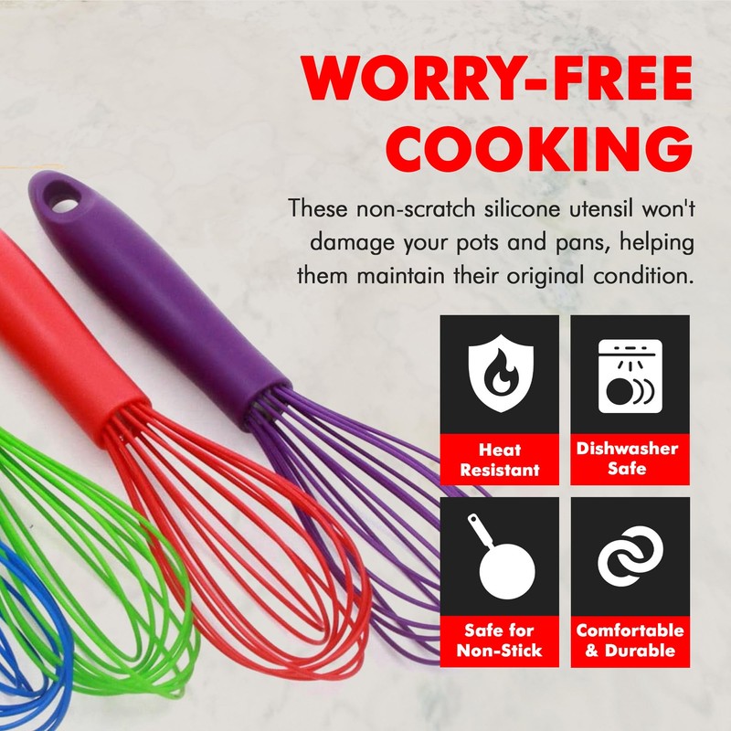 Chef Craft Premium Silicone Wire Cooking Whisk, 10.5 inch, Pink