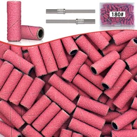 180 Grit Small Nail Sanding Sands, 100 Pcs Pink Sanding Bands for Nail, 180 Fine Grit Sanding Bands for Nail with 3.1 MM Nail Drill Bit, Small Sanding Bands for Natural Nails Acrylic Gel
