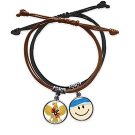 MCJS indsia national emblem country bracelet hand chain leather sling fwristband