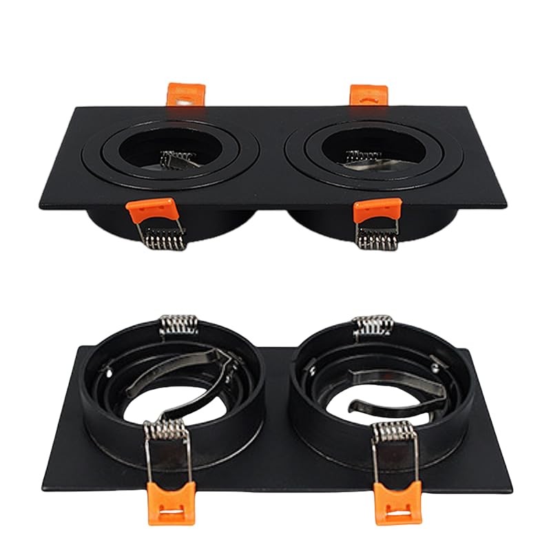 BRENDAXIN Square Black Double-Head GU10 Downlight housing, recessed Spotlight Frame,