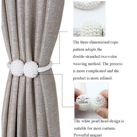 SUOXU Magnetic Curtain Tiebacks, 2pcs Tie Backs Clips Rope Holdbacks Holder Buckles For Home Office Hotel Window Decorative Curtains Accessories (White)