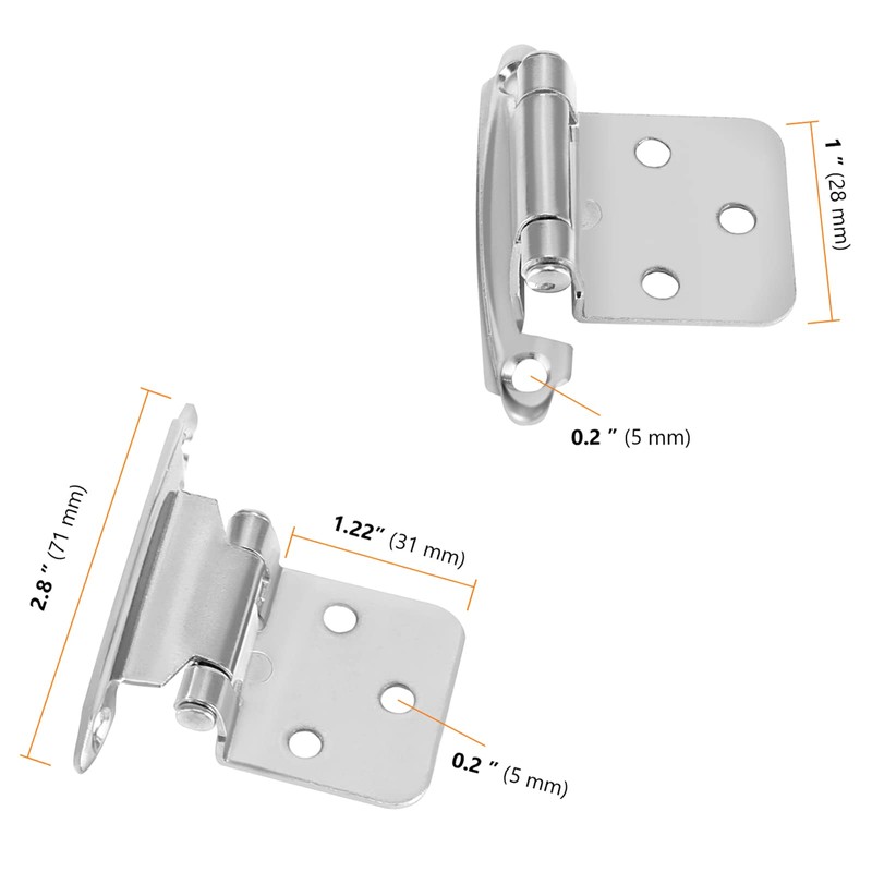 SEUNMUK 40 Pack 1/2 Inch Overlay Cabinet Hinges, Satin Nickel