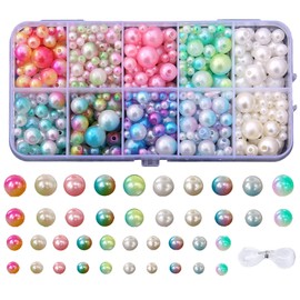 Pearl Beads for Bracelets, 600Pcs Bracelet Making Kit for Adult, Friendship Bracelet Kits, Bracelet Bead Kits, DIY Pearl Jewelry Charms with Gold Spacer Beads (SET B 600Pcs)