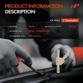 A-Premium 20PCS Nylon 3 Ways Hose Y Connector 3/16" Vacuum Adapter Fasteners Retainer Compatible with GM Models