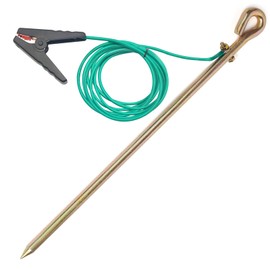 Portable Ground Rod with 10ft 12AWG UL Listed Grounding Wire with Crocodile Clip,Great for Electric Fences,Antennas,Generator