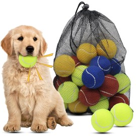 Magicorange Dog Tennis Balls, 20 Pack 2.5 inch Floatable Squeaky Tennis Balls for Fetch Exercise, Natural Rubber Squeaky Dog Balls Training Safe (Multicolor, 2.5inch)