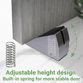 Large Door Stopper - Metal Door Wedge, Tall Door Stopper, Spring Rubber for Extra Strong Grip (Silver, 1 Pack)