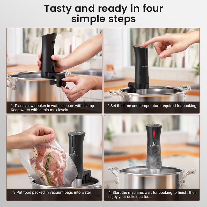 BLITZHOME Sous Vide Cooker, WiFi 1100W Sous Vide Machine with