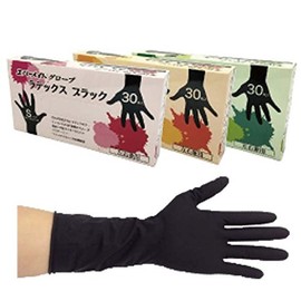 Evermate Gloves, Latex Black, 30 Pieces, Left and Right Dual-Use Type, Powder Free (M: 6.5 - 7.0 Inches)
